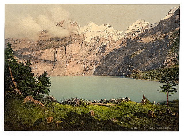 Oeschinensee Bernese Oberland Vintage A4 Photo Print