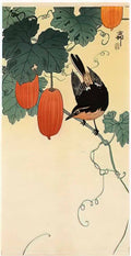 Ohara Koson a flycatcher on cucumber bush Art A4 Photo Print