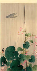 Ohara Koson bird and begonias Art A4 Photo Print