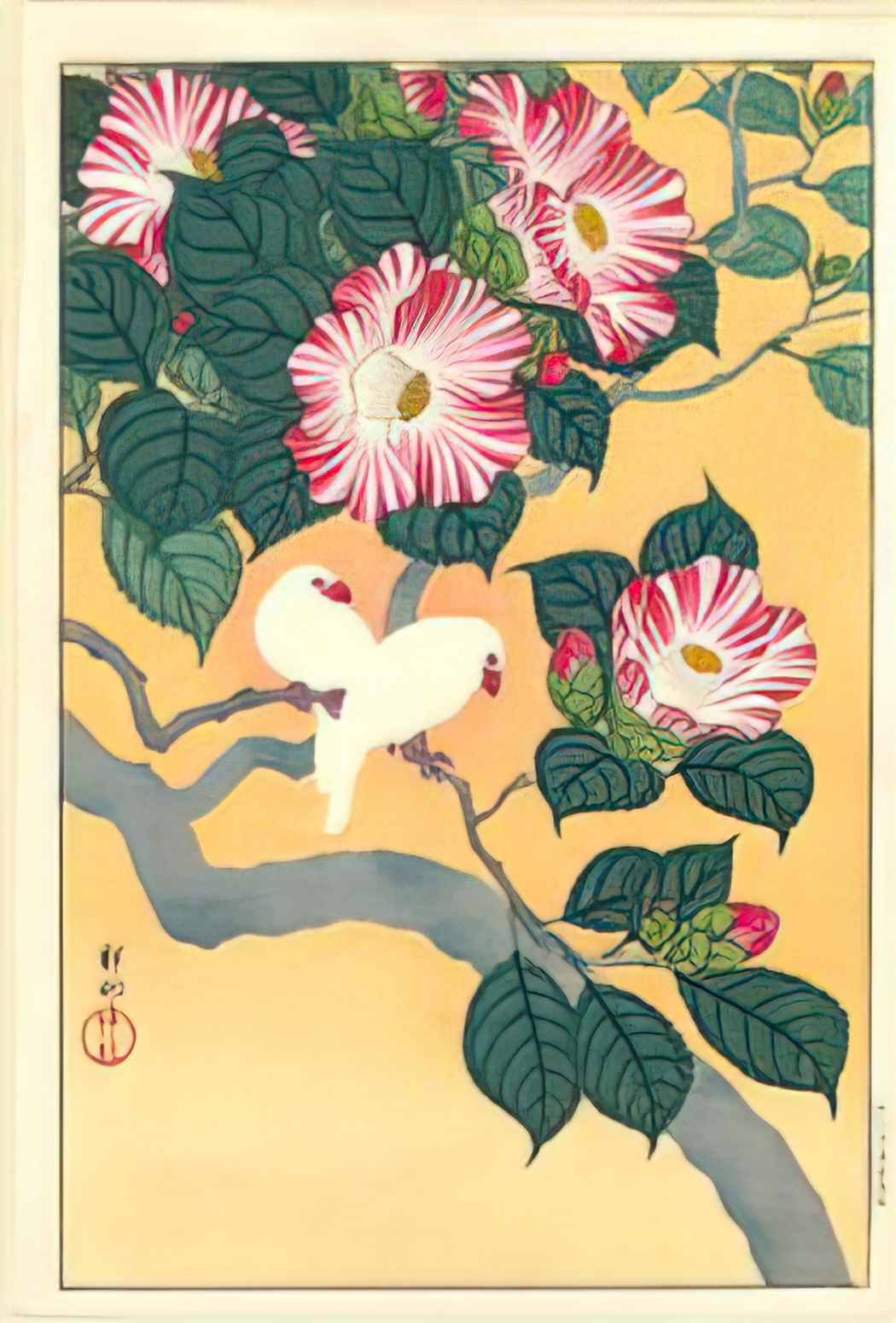 Ohara Koson camellia and rice birds 1929 Art A4 Photo Print