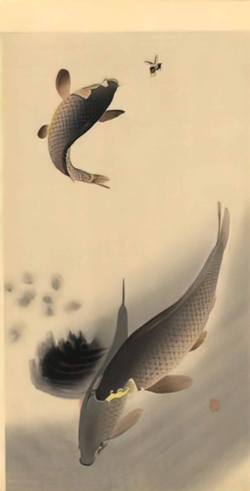 Ohara Koson carp and bee Art A4 Photo Print