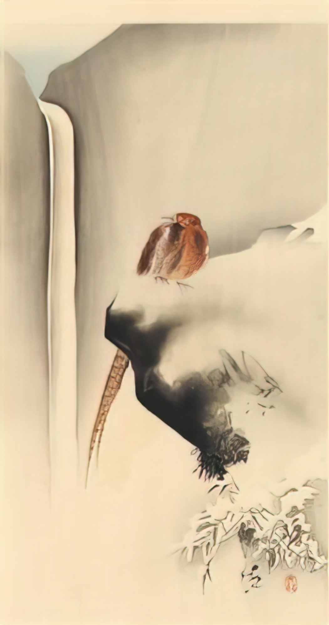 Ohara Koson copper pheasant in snow Art A4 Photo Print