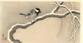 Ohara Koson giant tit on snowy branch Art A4 Photo Print
