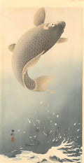 Ohara Koson leaping carp Art A4 Photo Print