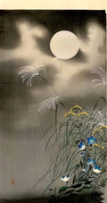 Ohara Koson moon and blue flowers Art A4 Photo Print