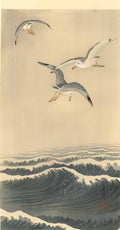 Ohara Koson seagulls over the waves Art A4 Photo Print