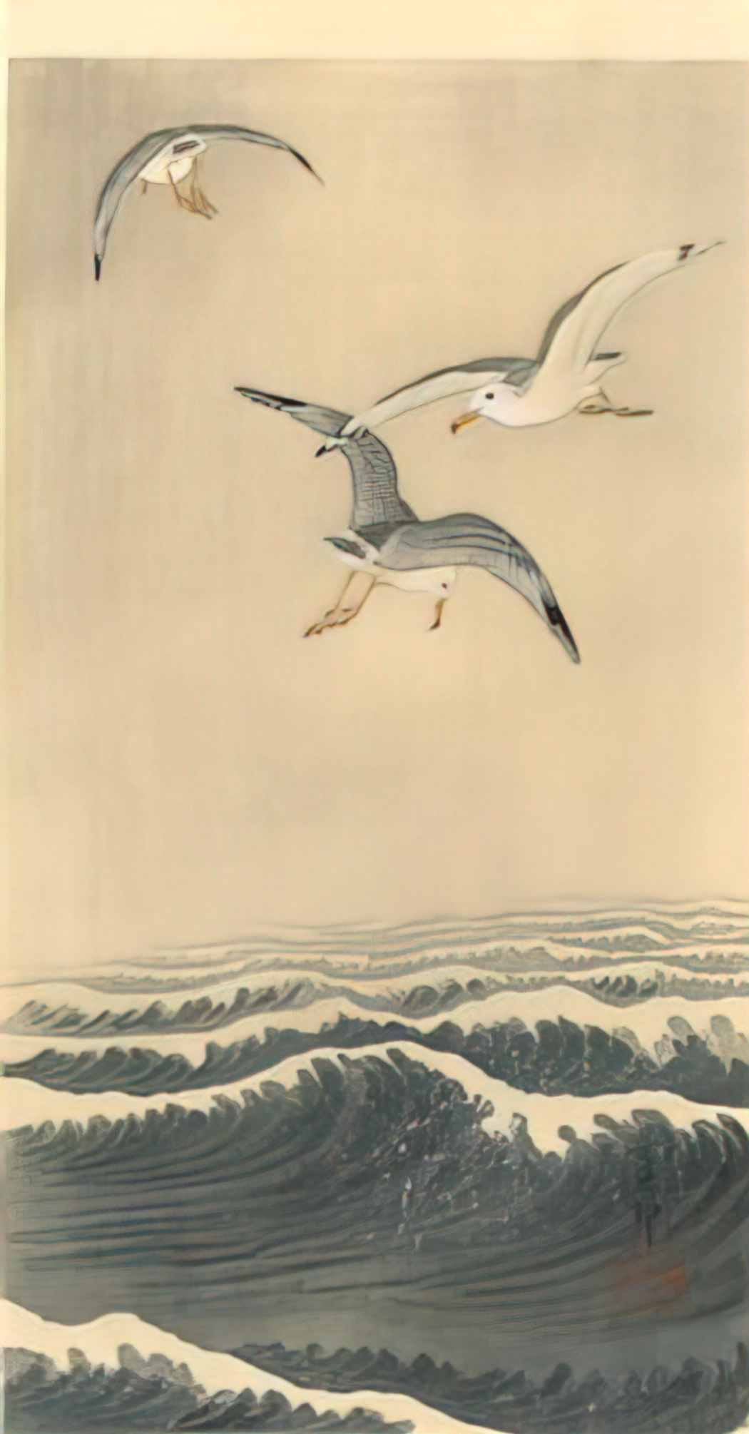 Ohara Koson seagulls over the waves Art A4 Photo Print
