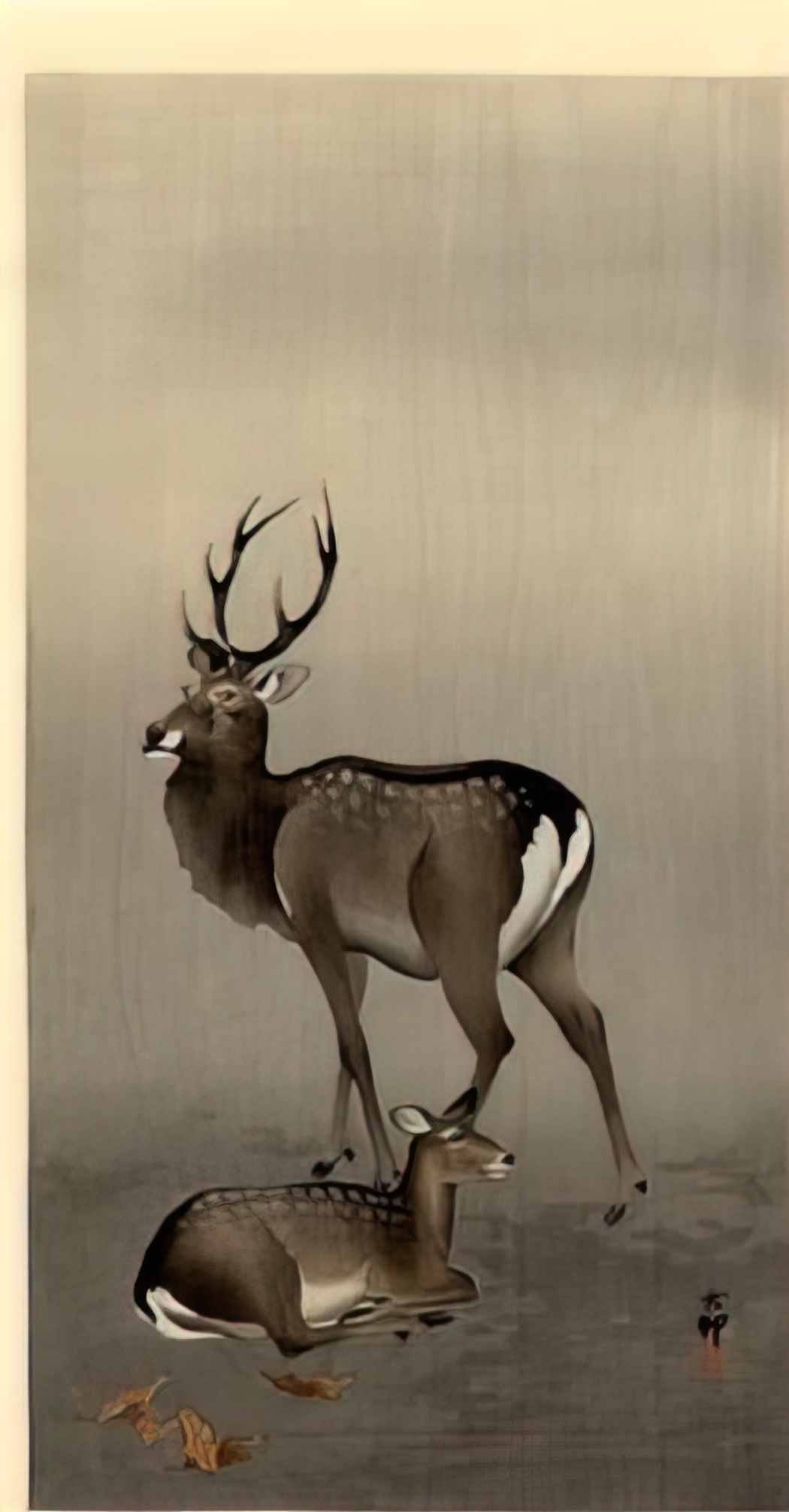Ohara Koson stag and recumbent doe Art A4 Photo Print