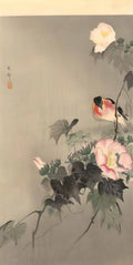 Ohara Koson stonechat and blossoming flower Art A4 Photo Print