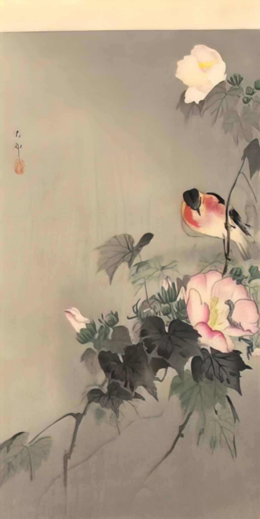 Ohara Koson stonechat and blossoming flower Art A4 Photo Print
