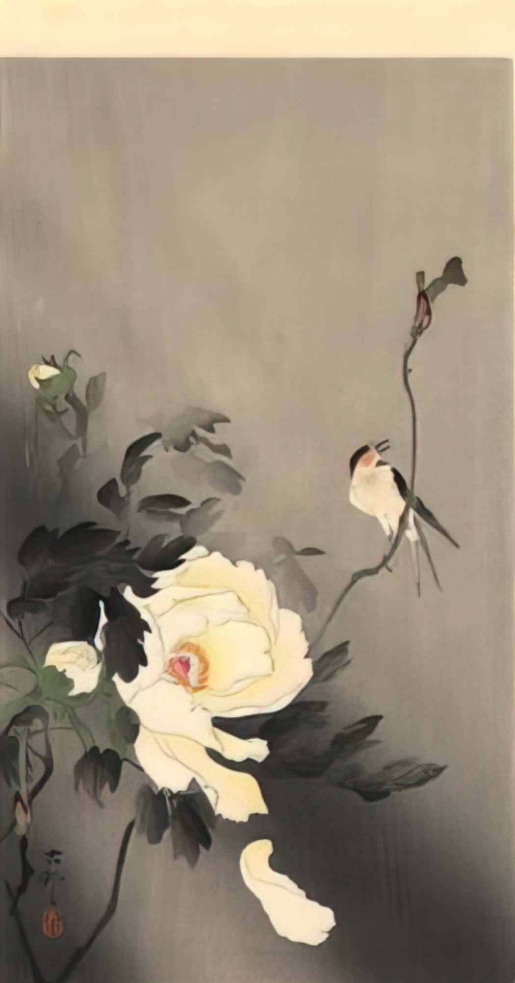 Ohara Koson swallow with peony Art A4 Photo Print