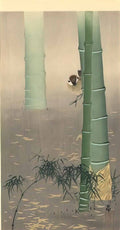 Ohara Koson tree sparrow and bamboo Art A4 Photo Print