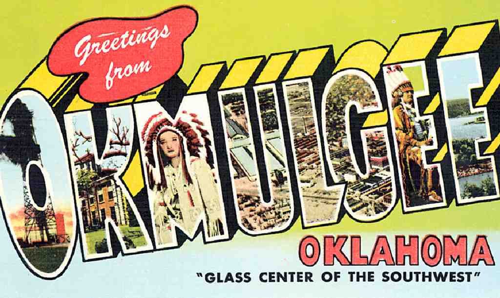 Okmulcee Luggage Label Vintage A4 Photo Print