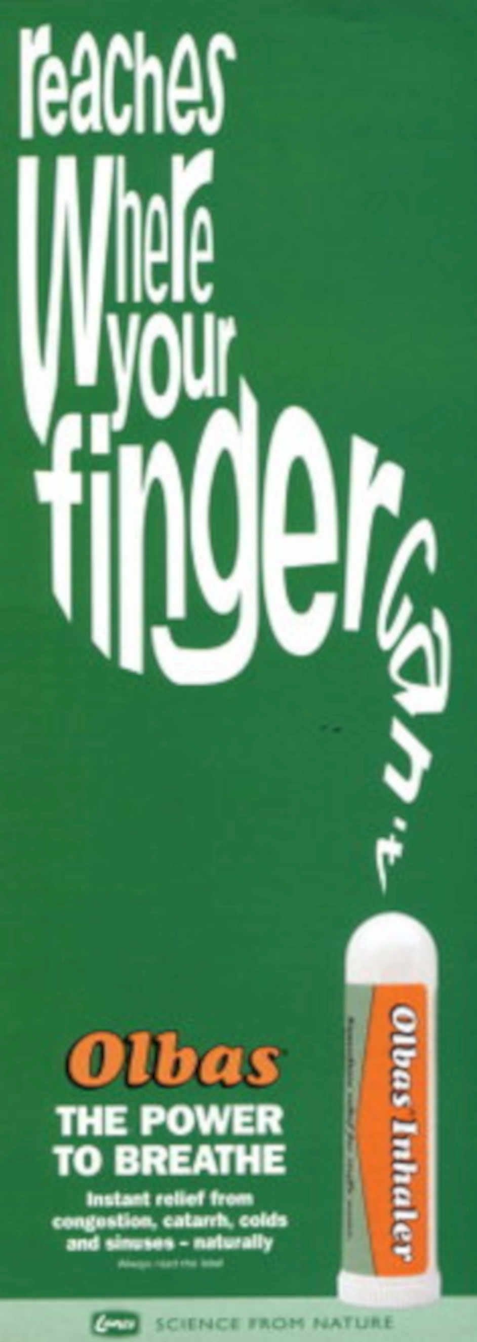 Olbas Finger Power 1990s Vintage Retro Advert