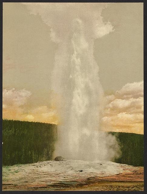 Old Faithful Geyser Yellowstone National Park Vintage A4 Photo Print