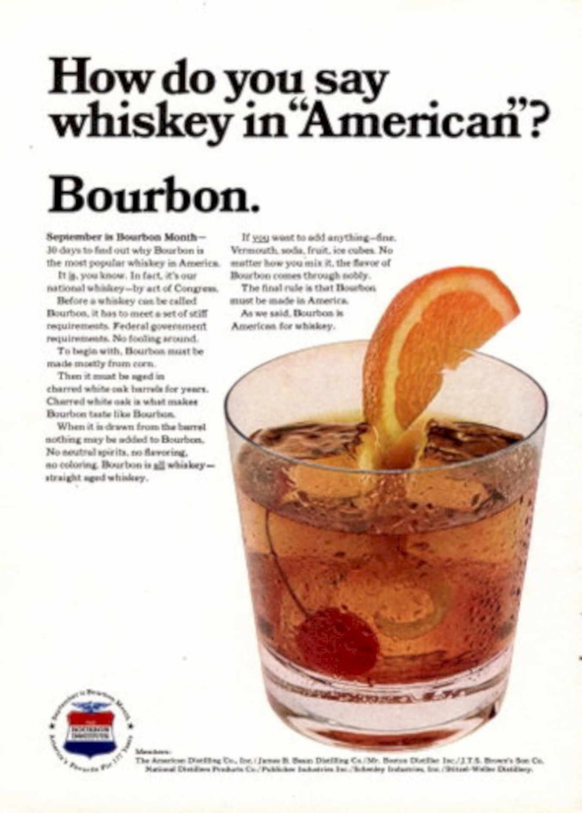 Old Fashioned Bourbon 1970s Vintage Retro Advert
