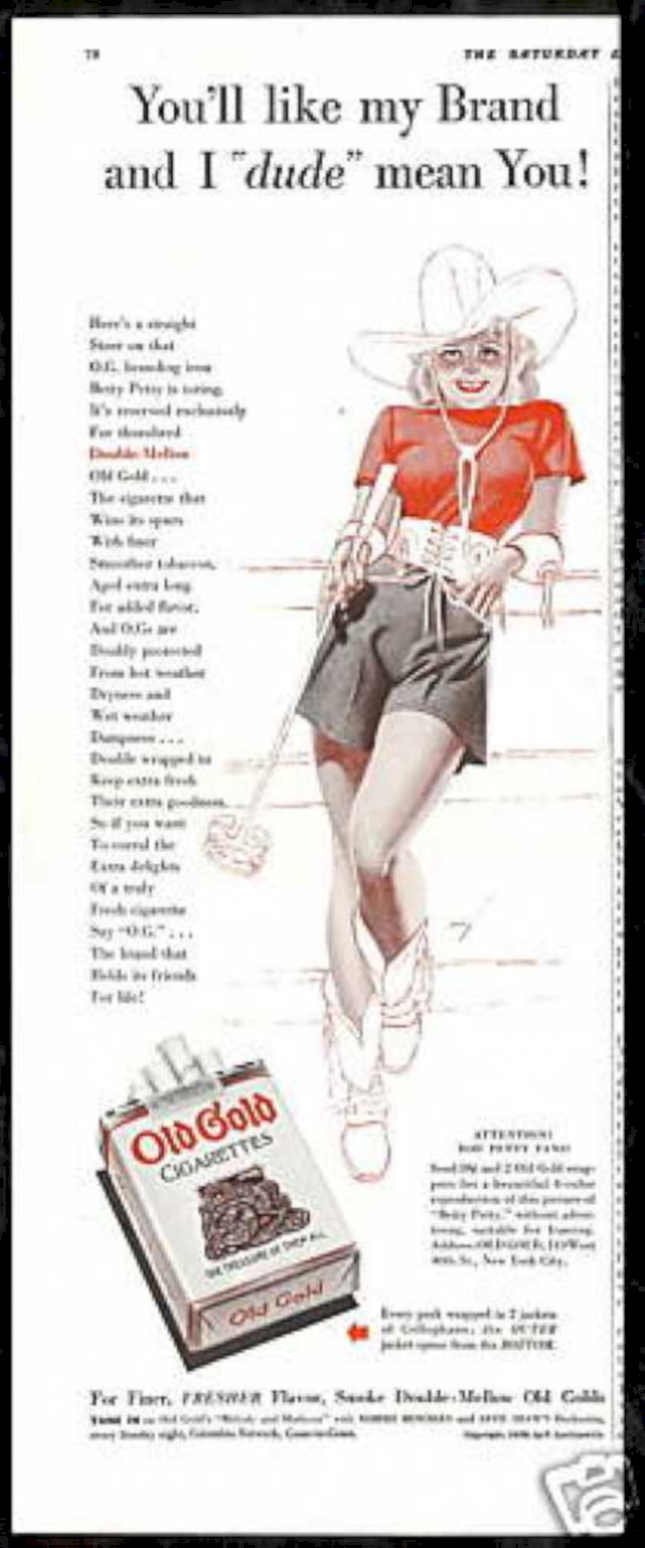 Old Gold Cowgirl Vintage Retro Advert Ads A4 Photo Print