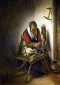 Old Woman Spinning Nicolaes Maes A4 Photo Print