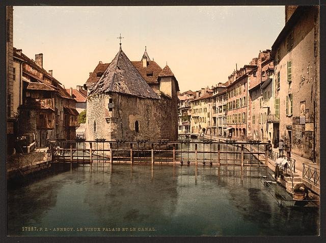 Old palace and canal Annecy Vintage A4 Photo Print