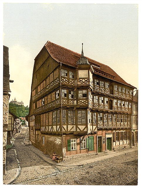 Old town hall and castle Wernigerode Hartz Vintage A4 Photo Print