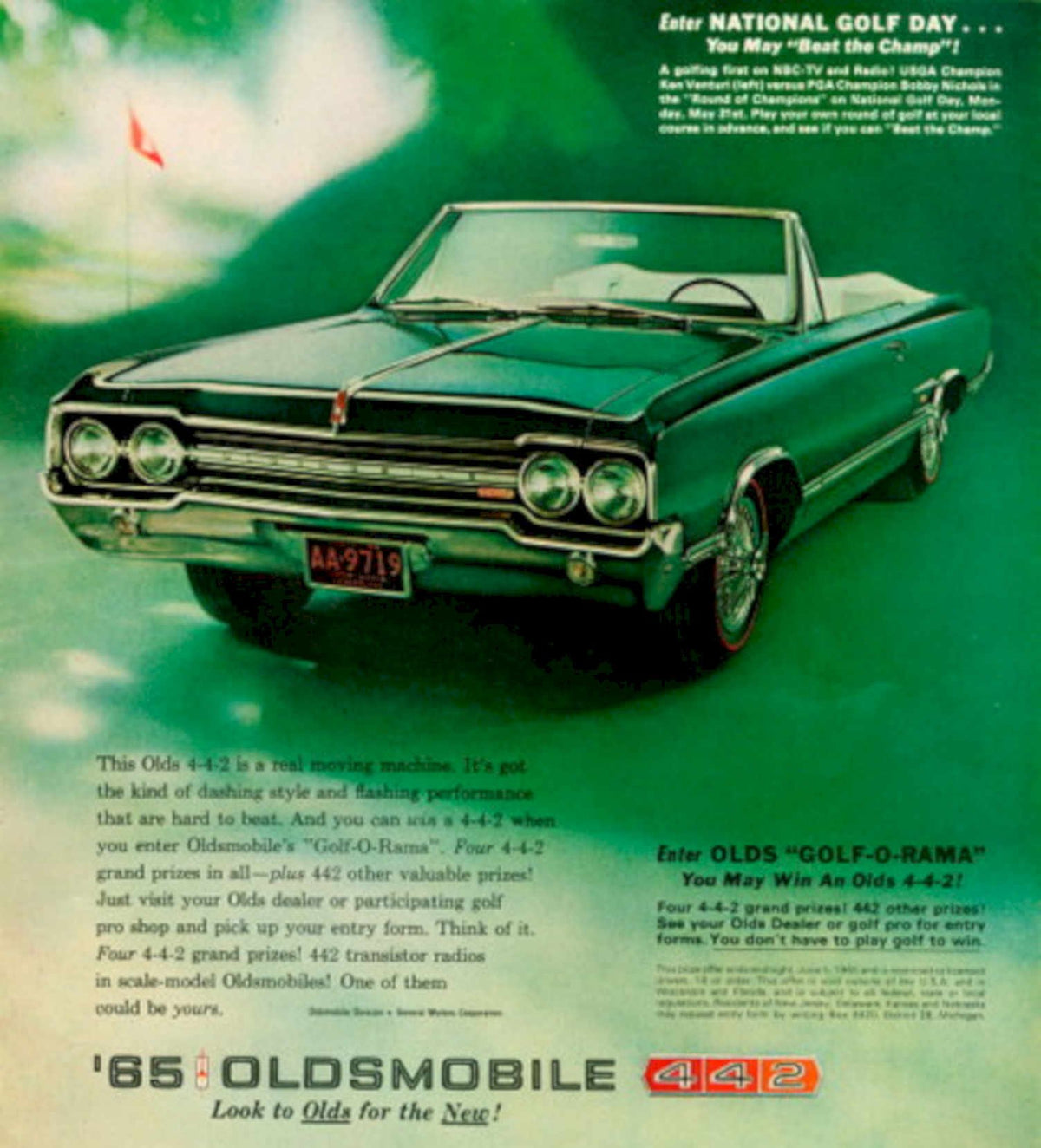 Oldsmobile 442 Convertible 1960s Vintage Retro Advert
