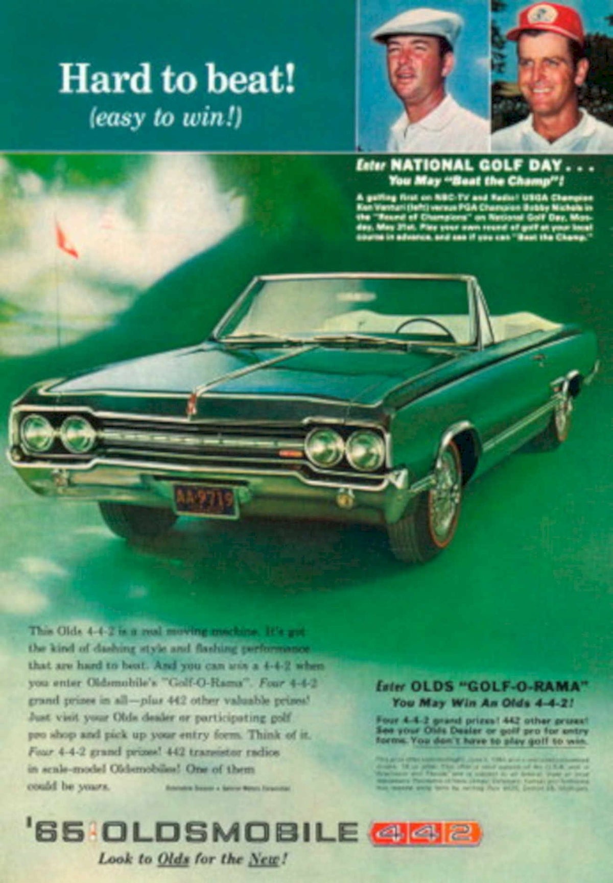 Oldsmobile 442 Golframa 1960s Vintage Retro Advert