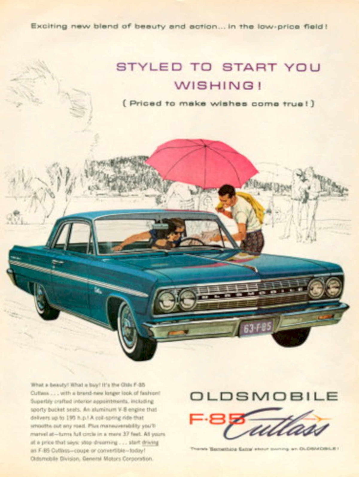 Oldsmobile Cutlass 1963 1960s Vintage Retro Advert