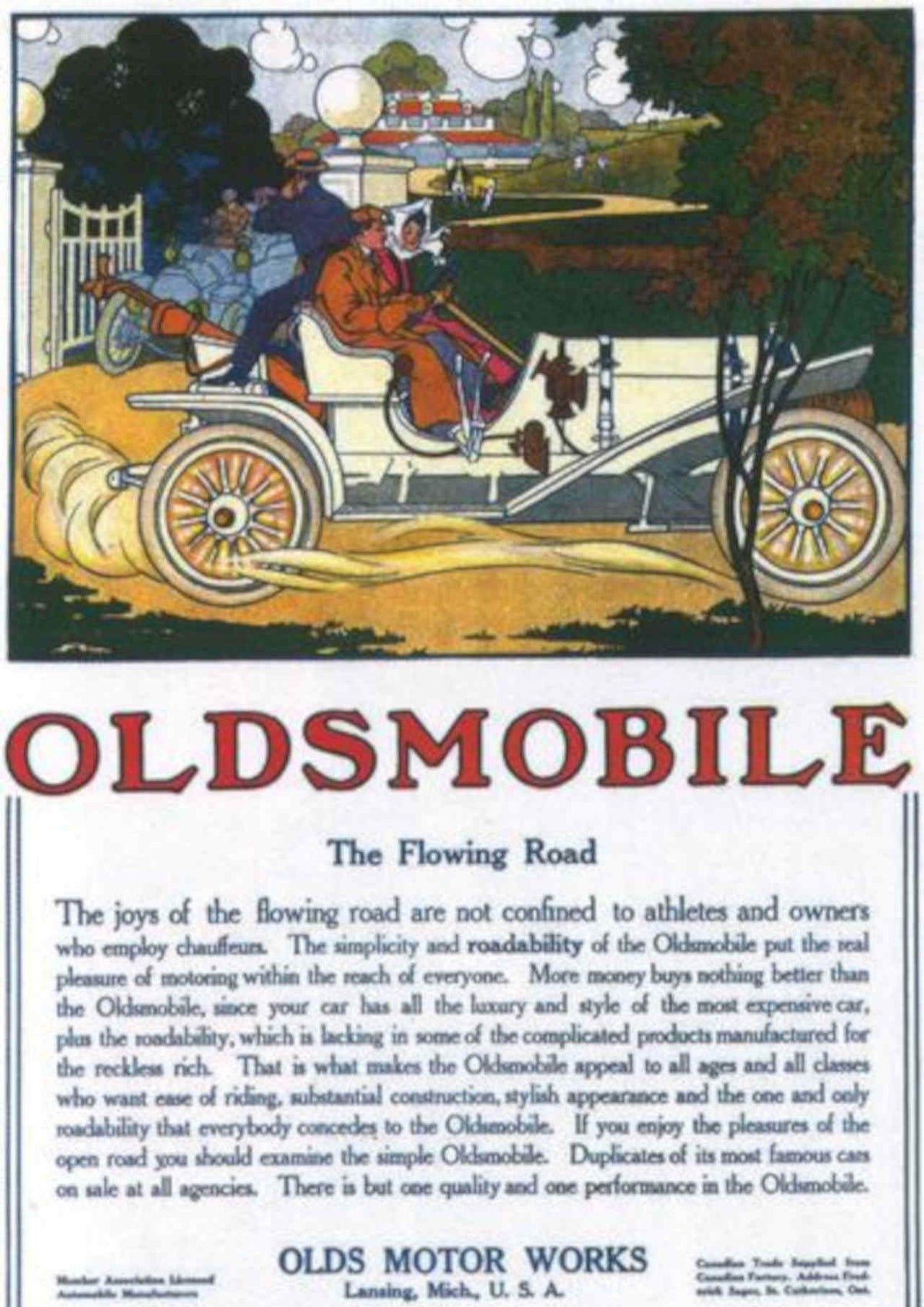 Oldsmobile Flowing Road Vintage Retro Advert Poster A4 Photo Print
