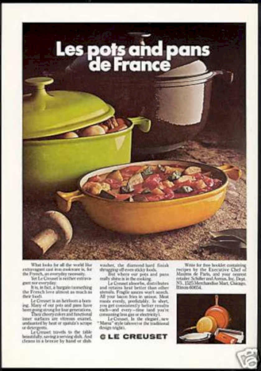 Ole Creuset Pots Vintage Retro Advert Ads A4 Photo Print