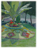 Oleksandr Bogomazov landscape with palm tree and blooming flowerbed Art A4 Photo Print
