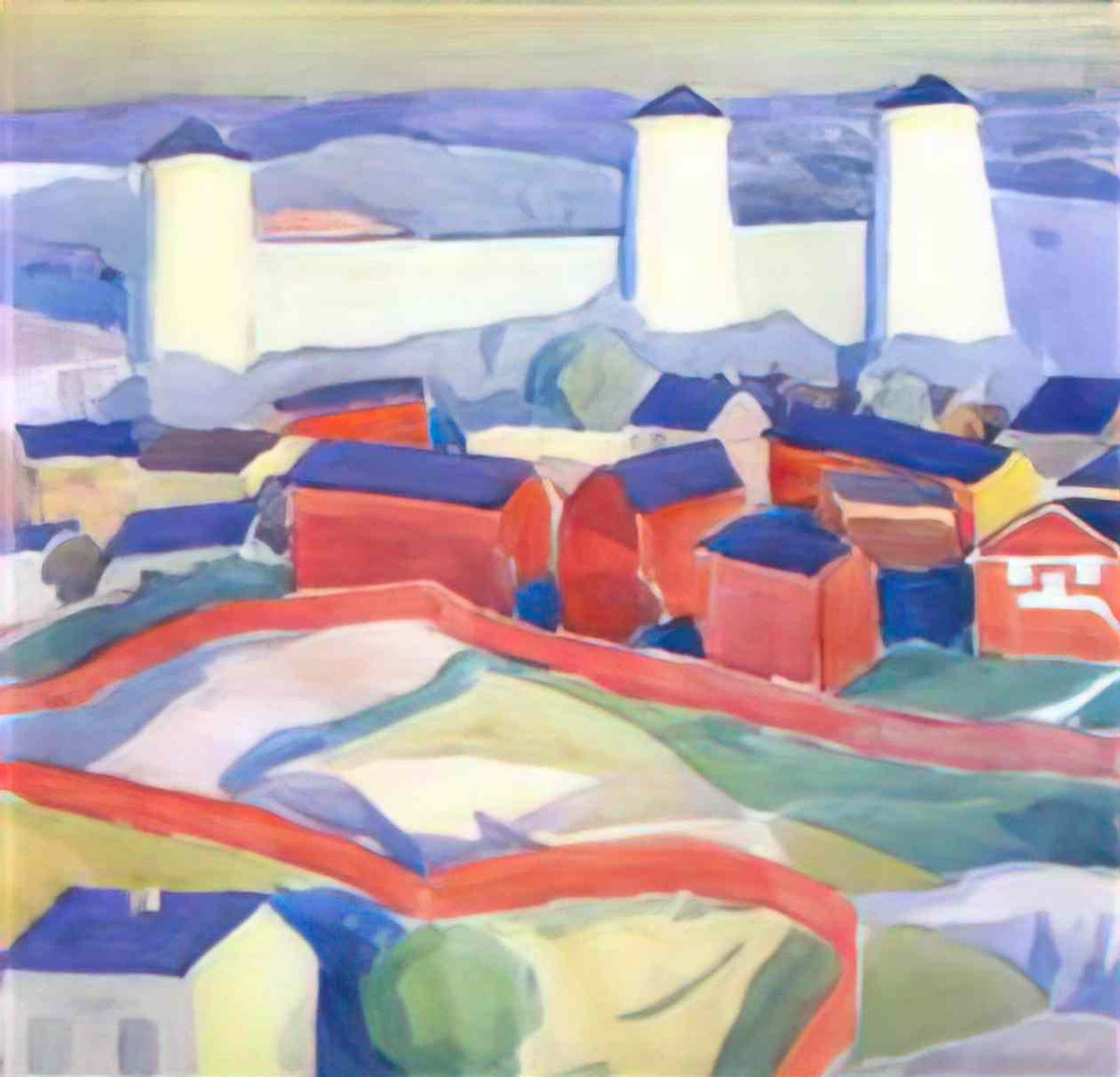 Oleksandr Bogomazov landscape with red houses 1911 Art A4 Photo Print