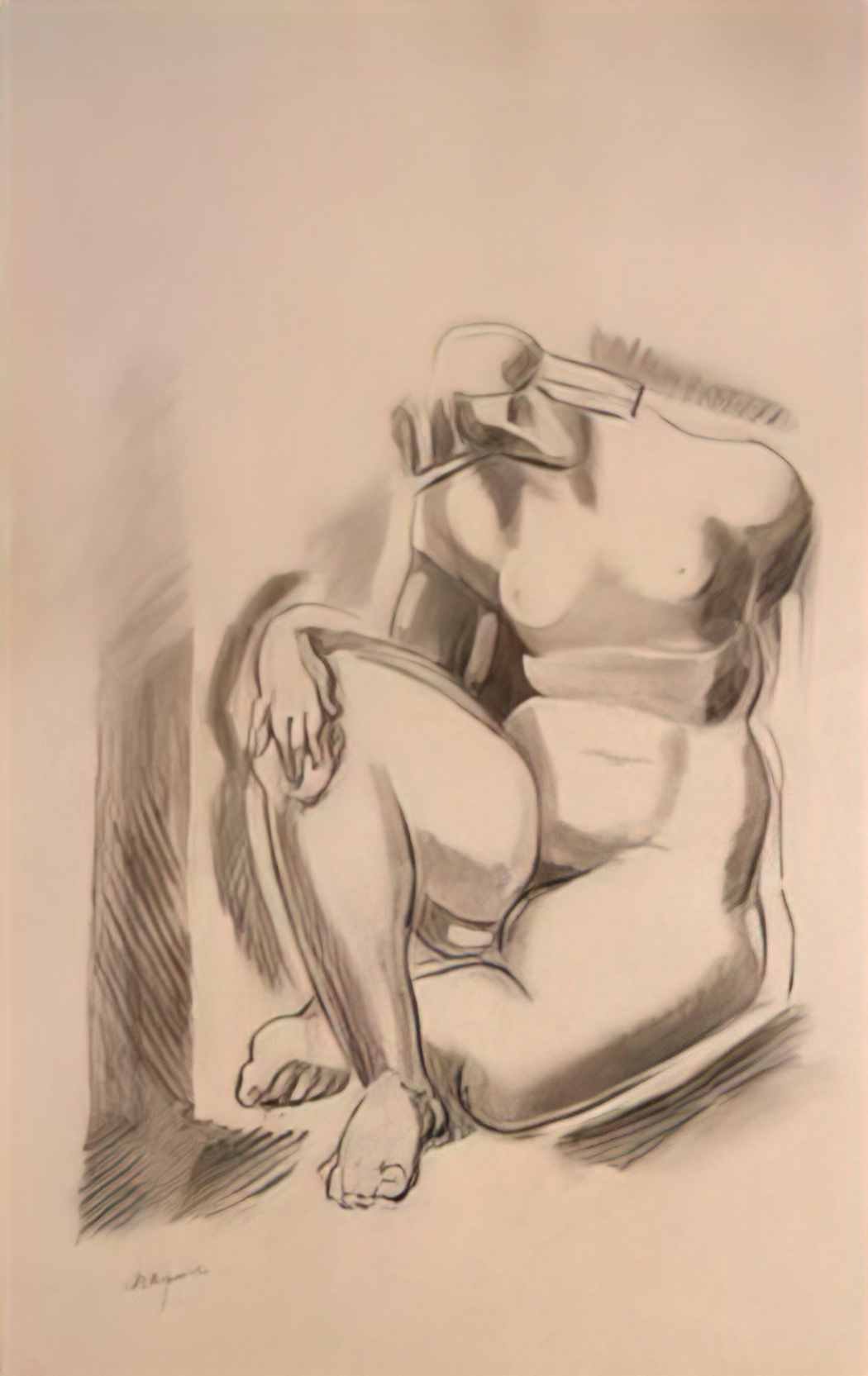 Olexandr Archipenko seated female nude with left leg bent Art A4 Photo Print