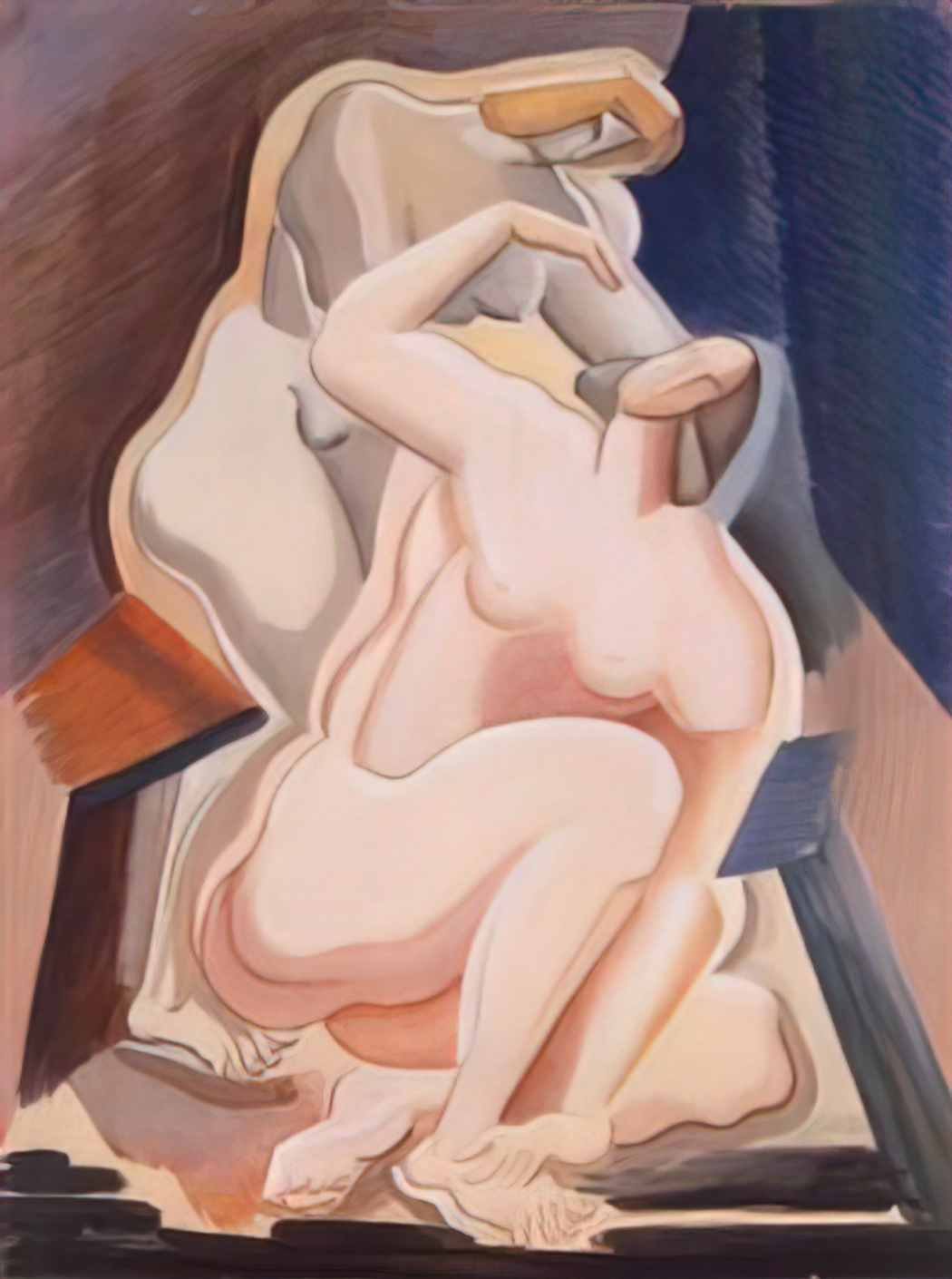Olexandr Archipenko two nude female figures seated and bending Art A4 Photo Print