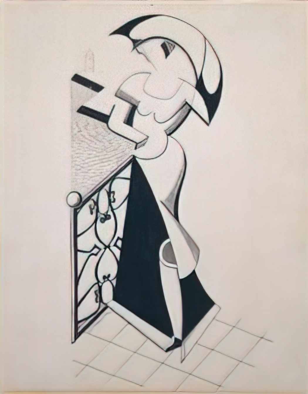 Olexandr Archipenko woman with umbrella 1919 Art A4 Photo Print