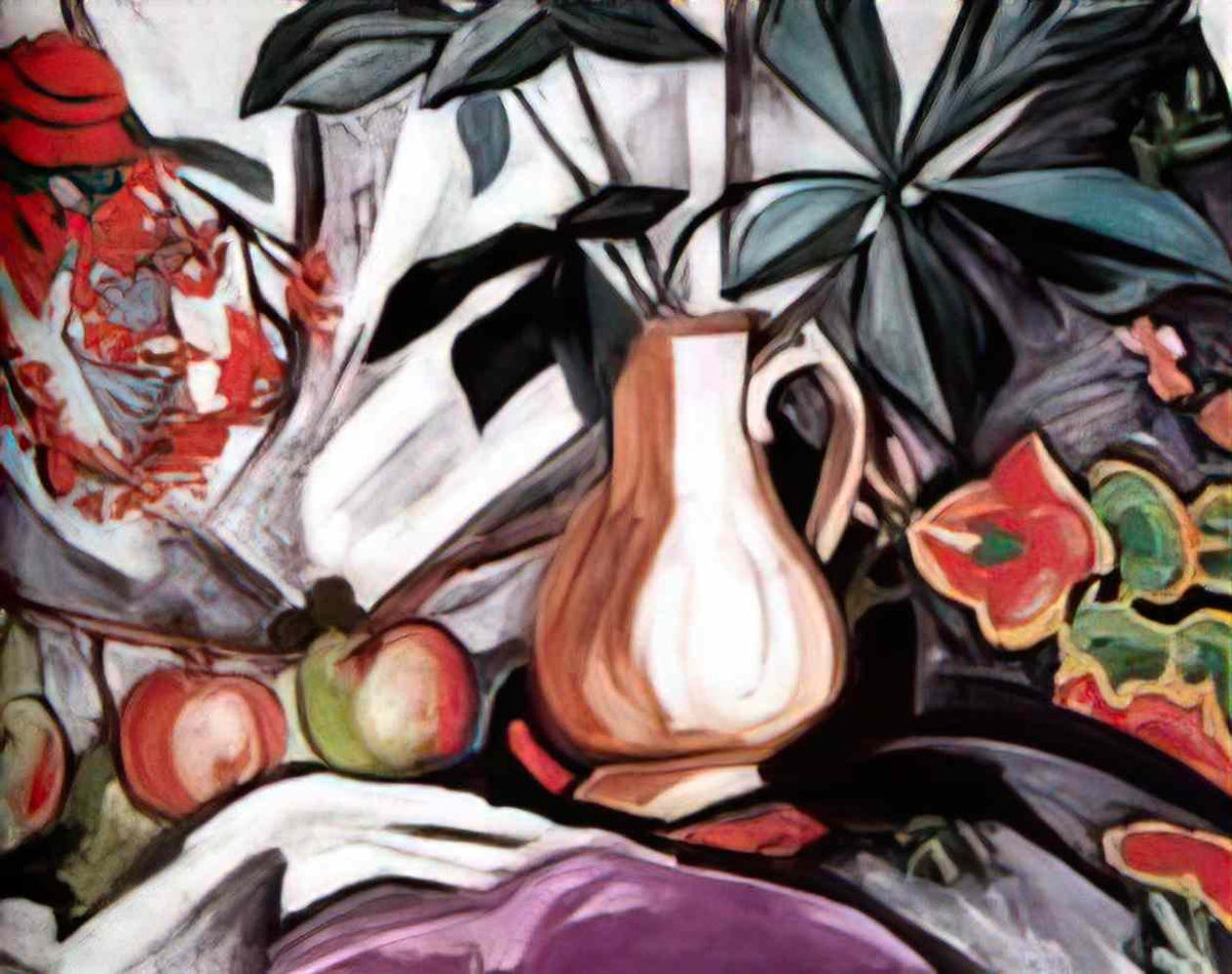 Olga Rozanova still life with peatcher and apples Art A4 Photo Print