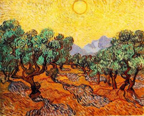 Olive Trees With Yellow Sky And Sun 1889 A4 Photo Print