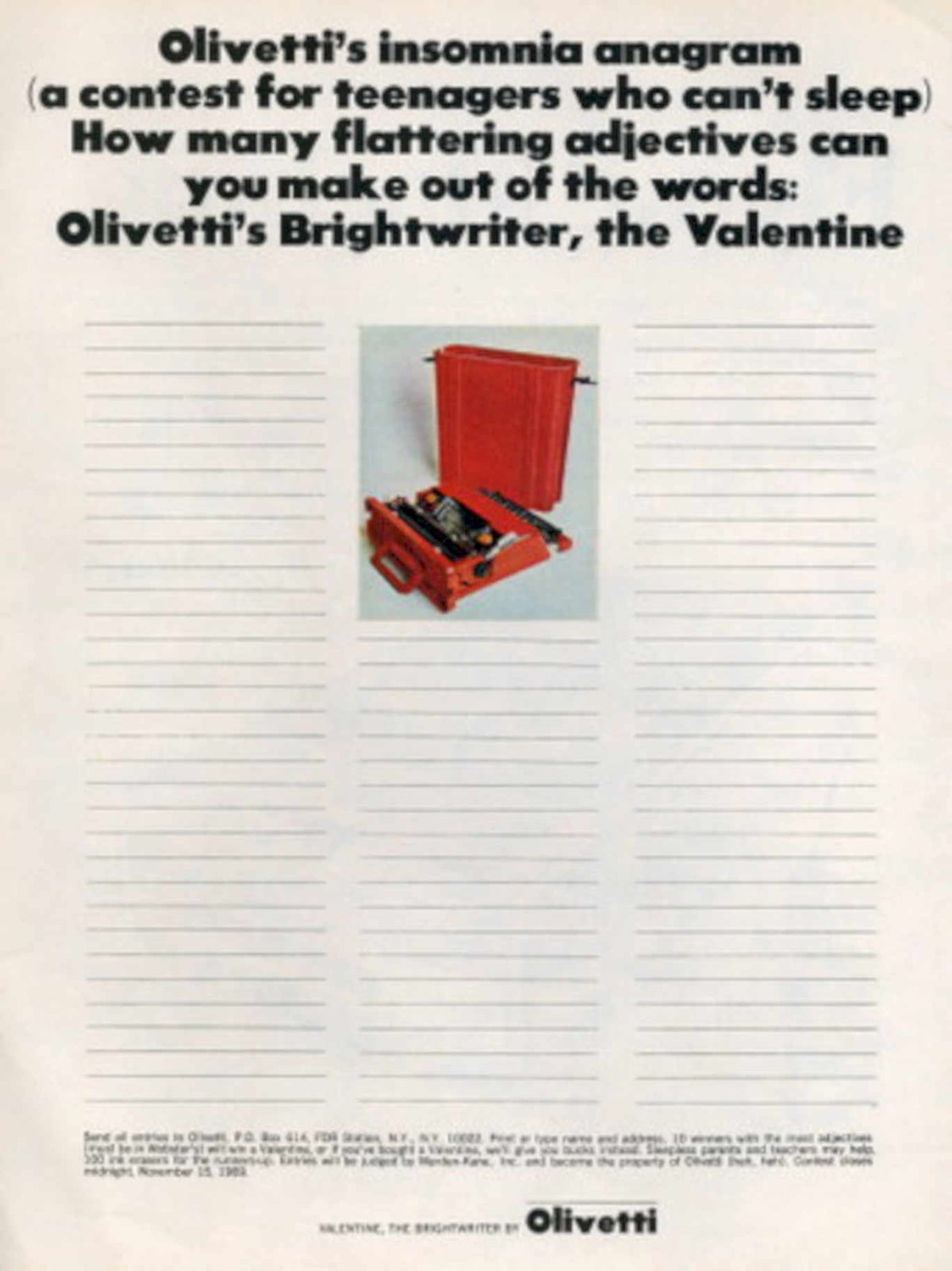Olivetti Brightwriter Flyer 1960s Vintage Retro Advert