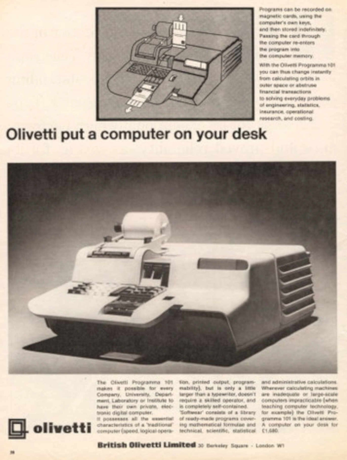Olivetti Programme 101 1960s Vintage Retro Advert