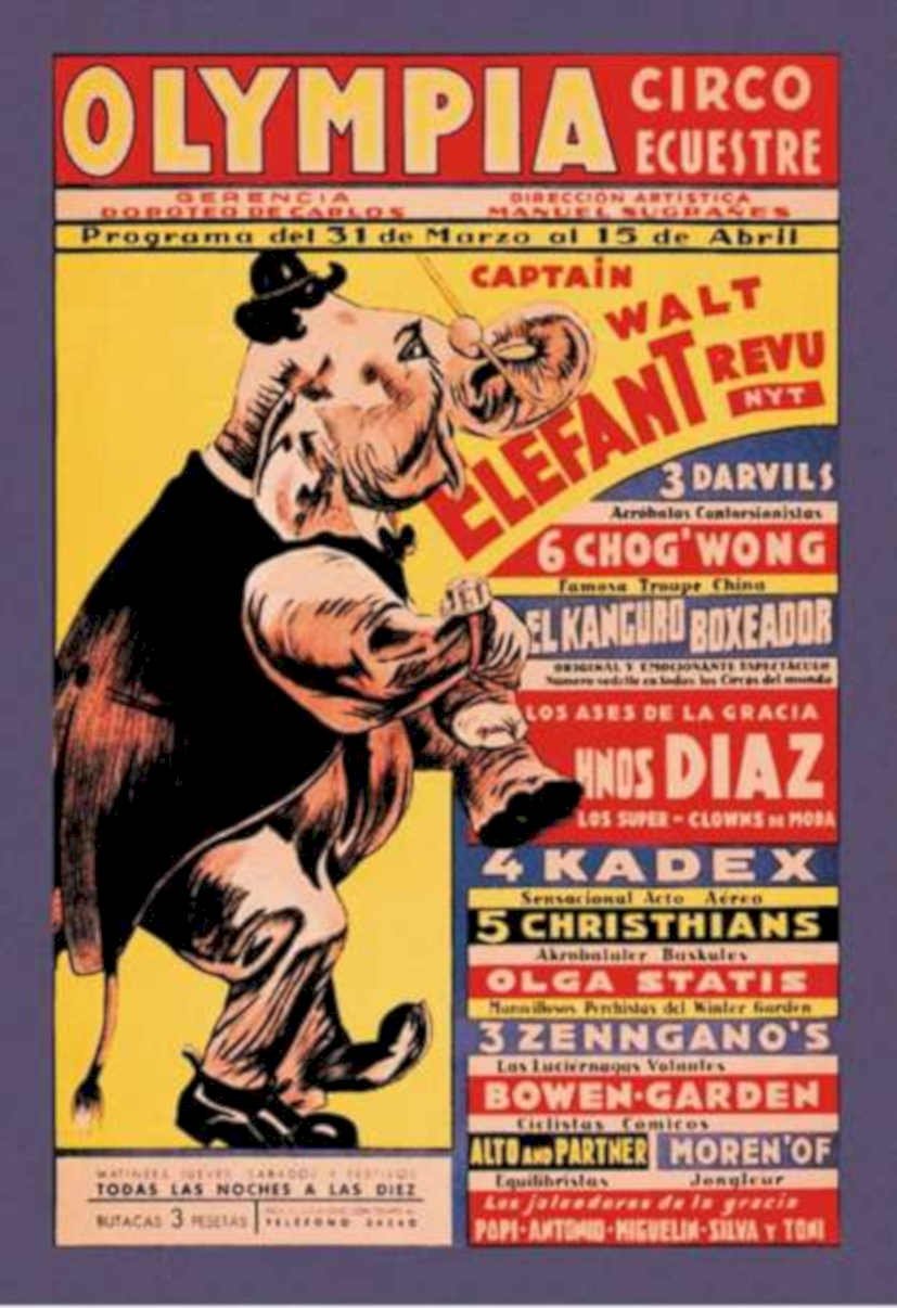 Olympia Circo Elephant Vintage Retro Advert Ads A4 Photo Print