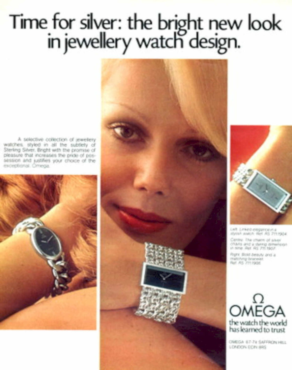 Omega Silver Watch 1970s Vintage Retro Advert