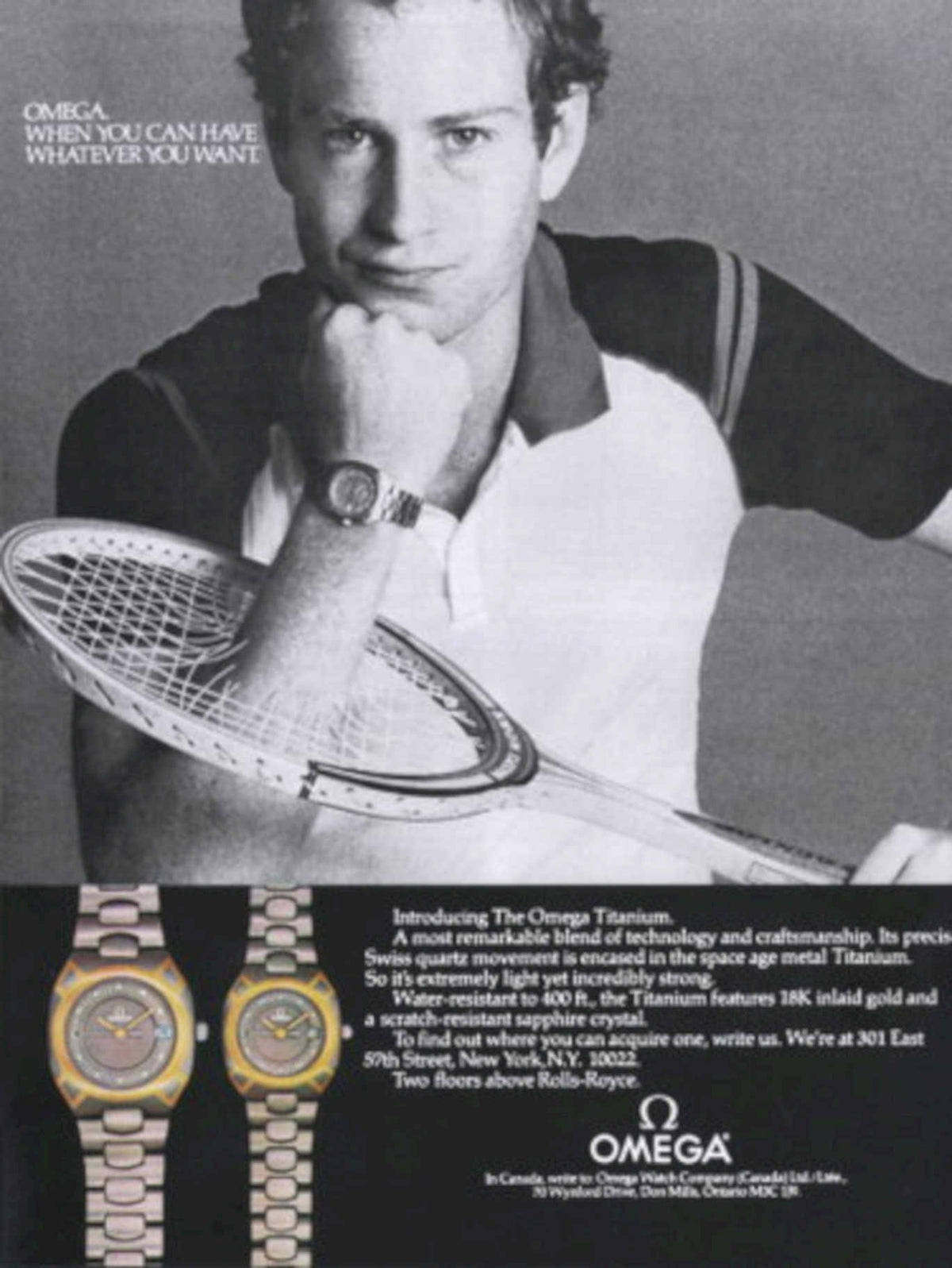 Omega Watch Tennis 1980s Vintage Retro Advert