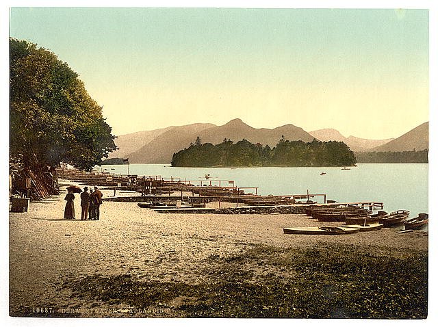 On Derwentwater boat landing Lake District Vintage A4 Photo Print