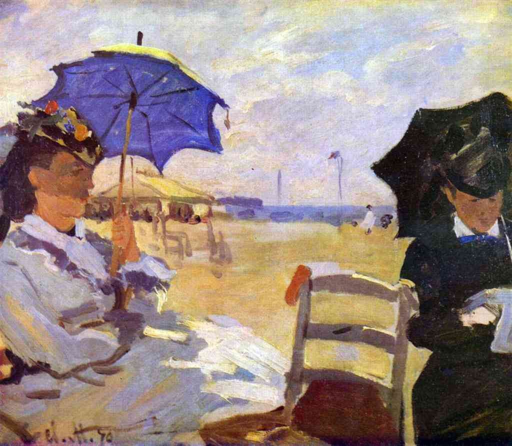On The Beach At Trouville Monet A4 Photo Print