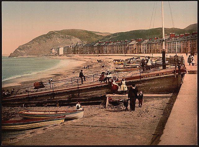 On the sands Aberystwith Vintage A4 Photo Print