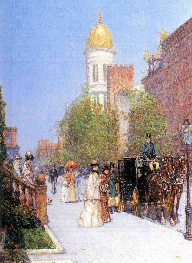 One Spring Morning Hassam Impressionism American A4 Photo Print