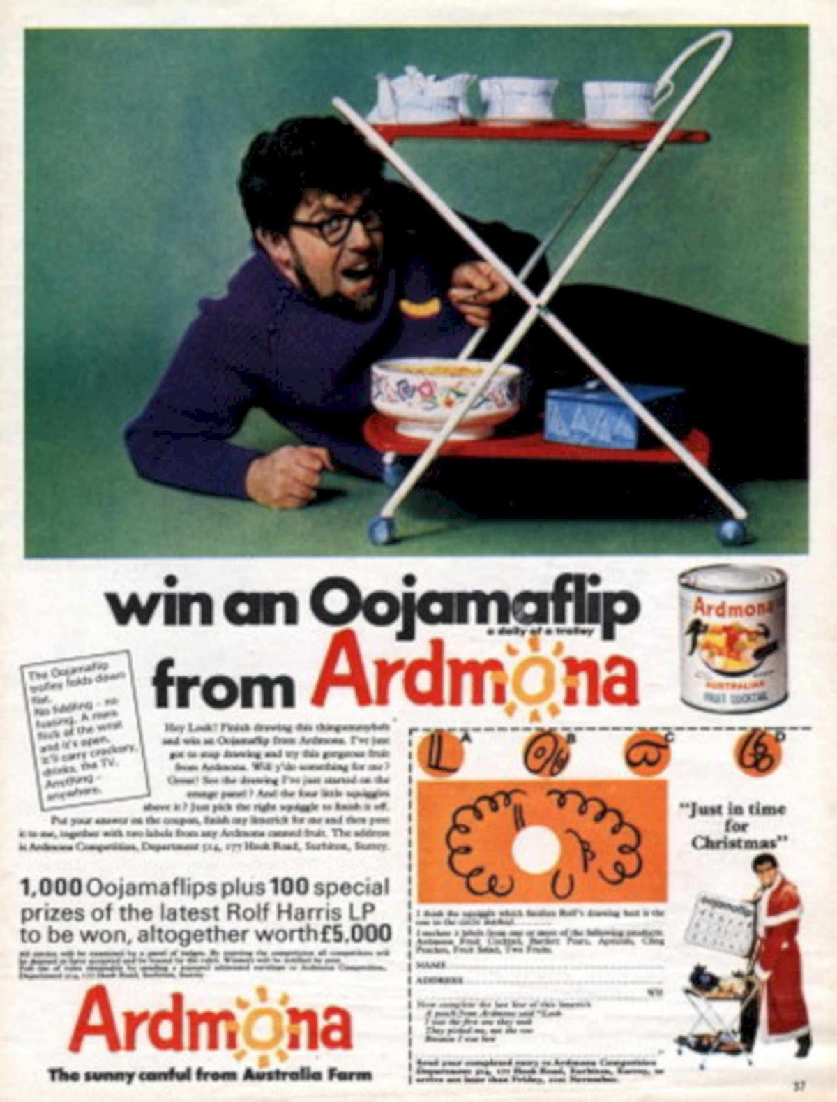 Oolamaflip Trolley Bowl 1970s Vintage Retro Advert