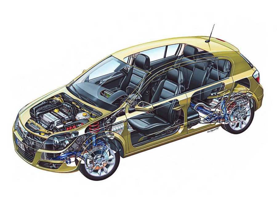 Opel Astra2004 cutaway A4 Photo Print