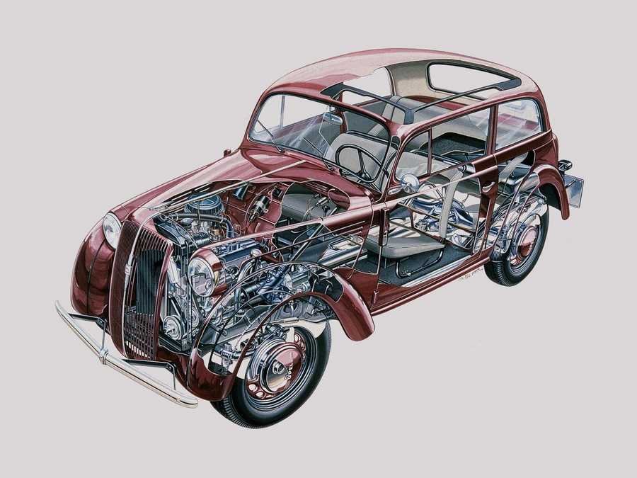 Opel Kadett 1936 cutaway A4 Photo Print