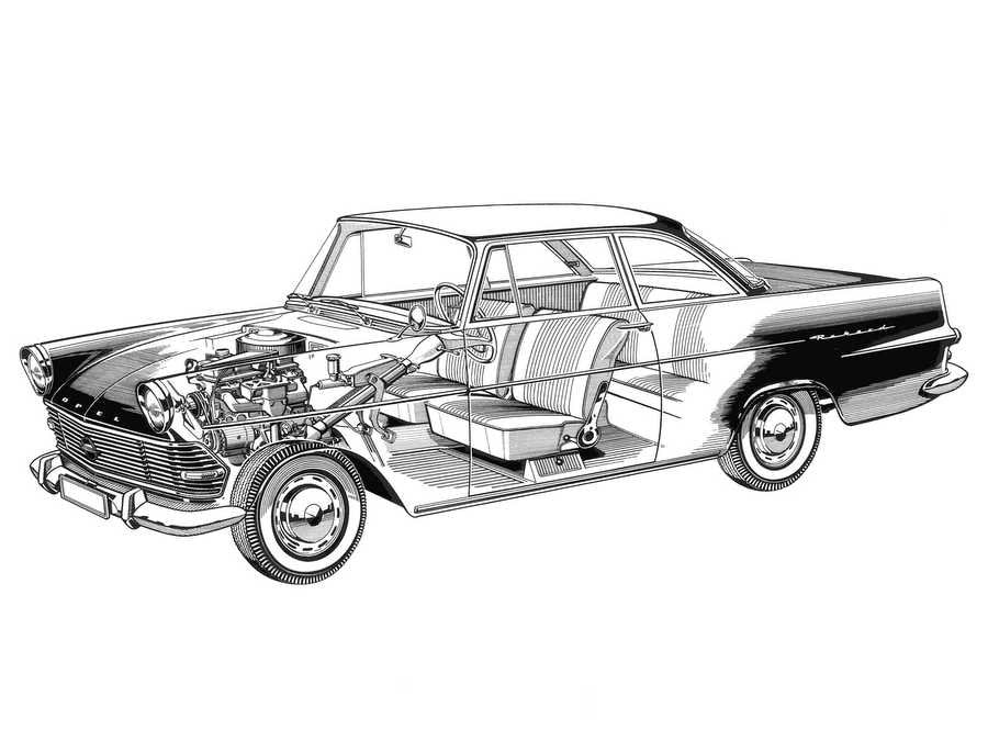 Opel Rekord p2 cutaway A4 Photo Print