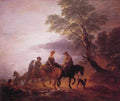 Open Landscape With Mounted Peasants A4 Photo Print